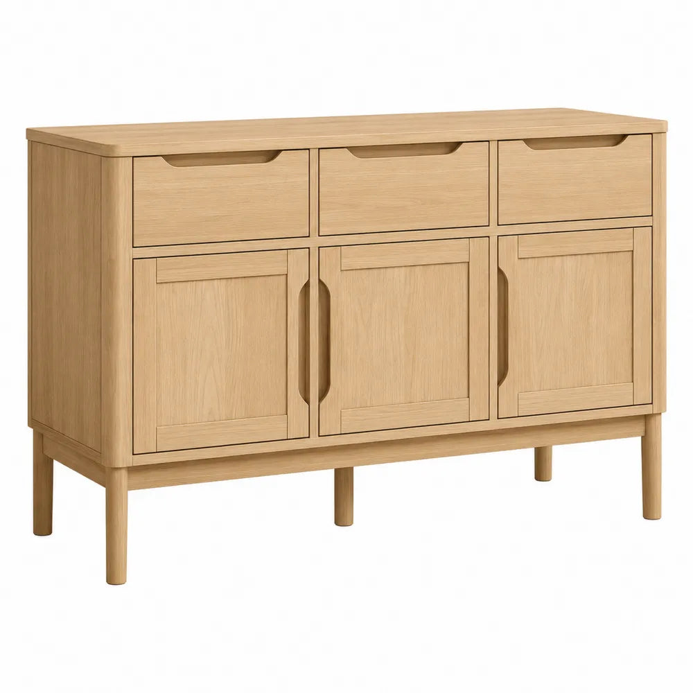 Aparador de madera de roble con 3 cajones y 3 puertas