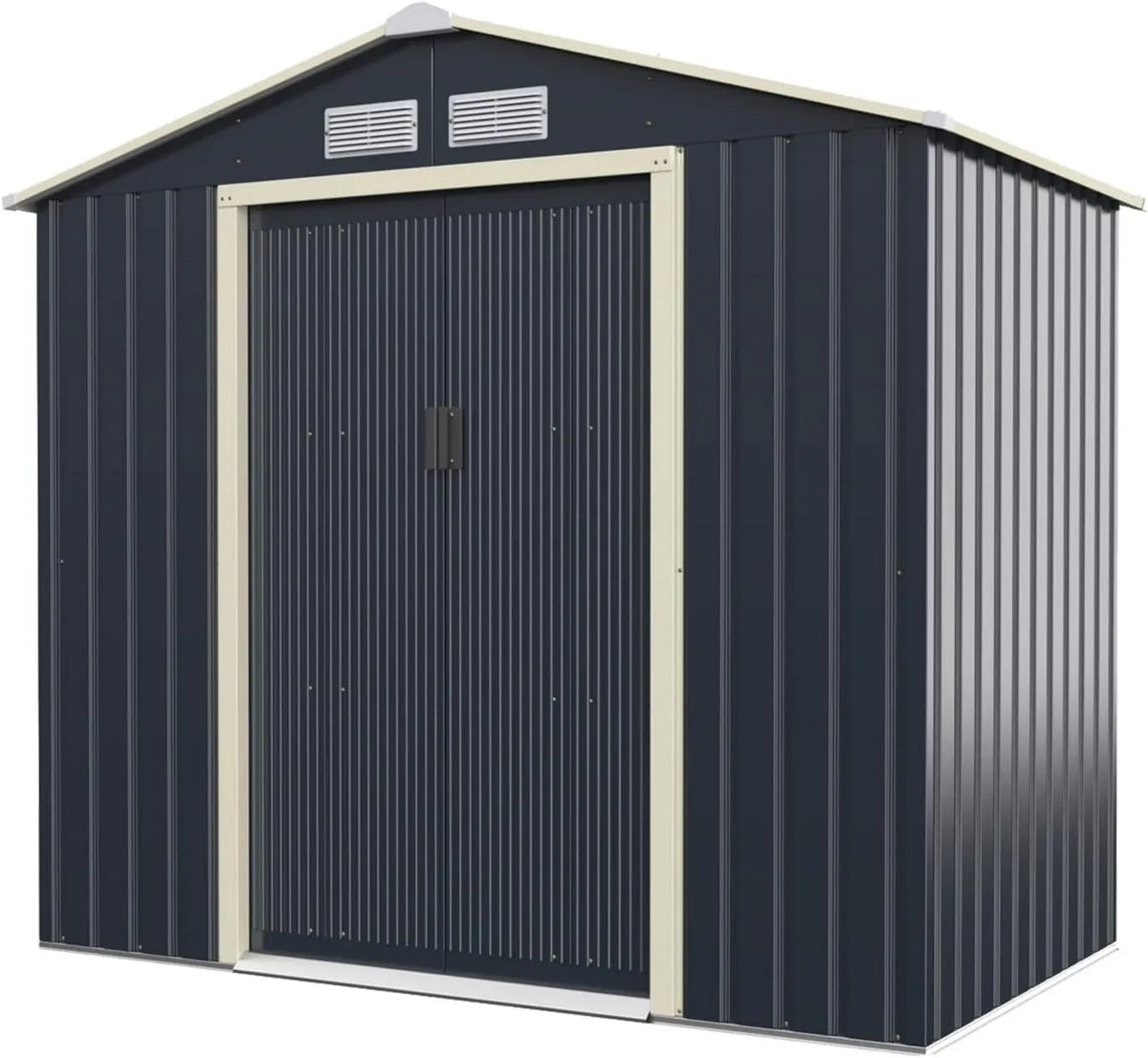 Cobertizo de jardín GOPLUS 4, 213.5 x 127 x 195 cm, 4.63 m3 Impermeable con Puerta Corredera, Metal Galvanizado, estructura impermeable