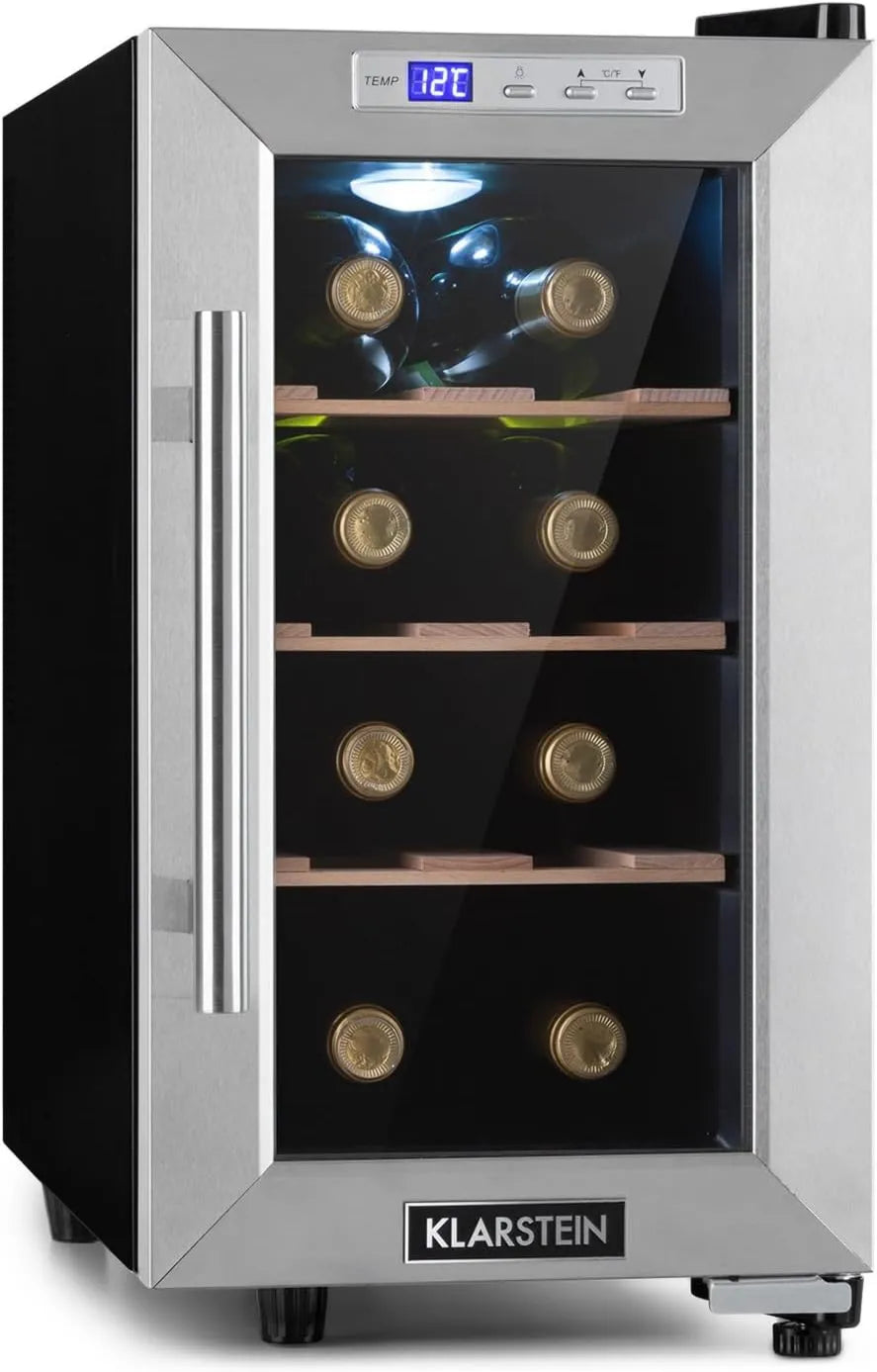 Klarstein frigorífico, 6 Botellas, 4-22°C, Wine Bar, Refrigerador de Vino de Una Zona, Nevera Expositora de Vino y Cerveza, Panel Táctil