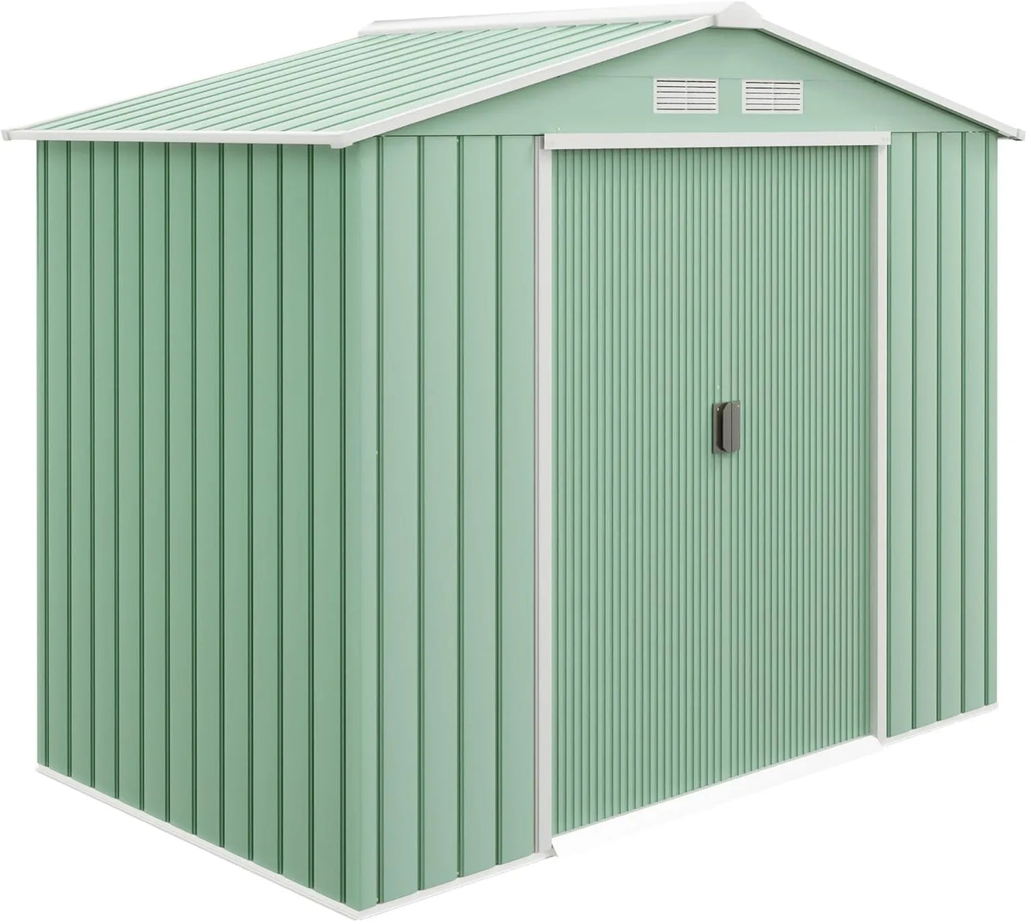 Outsunny cobertizo de jardín, 2.5 m², 213 x 130 x 185 cm, puertas correderas, Metálico con 2, Base Reforzada, Suelo NO Incluido