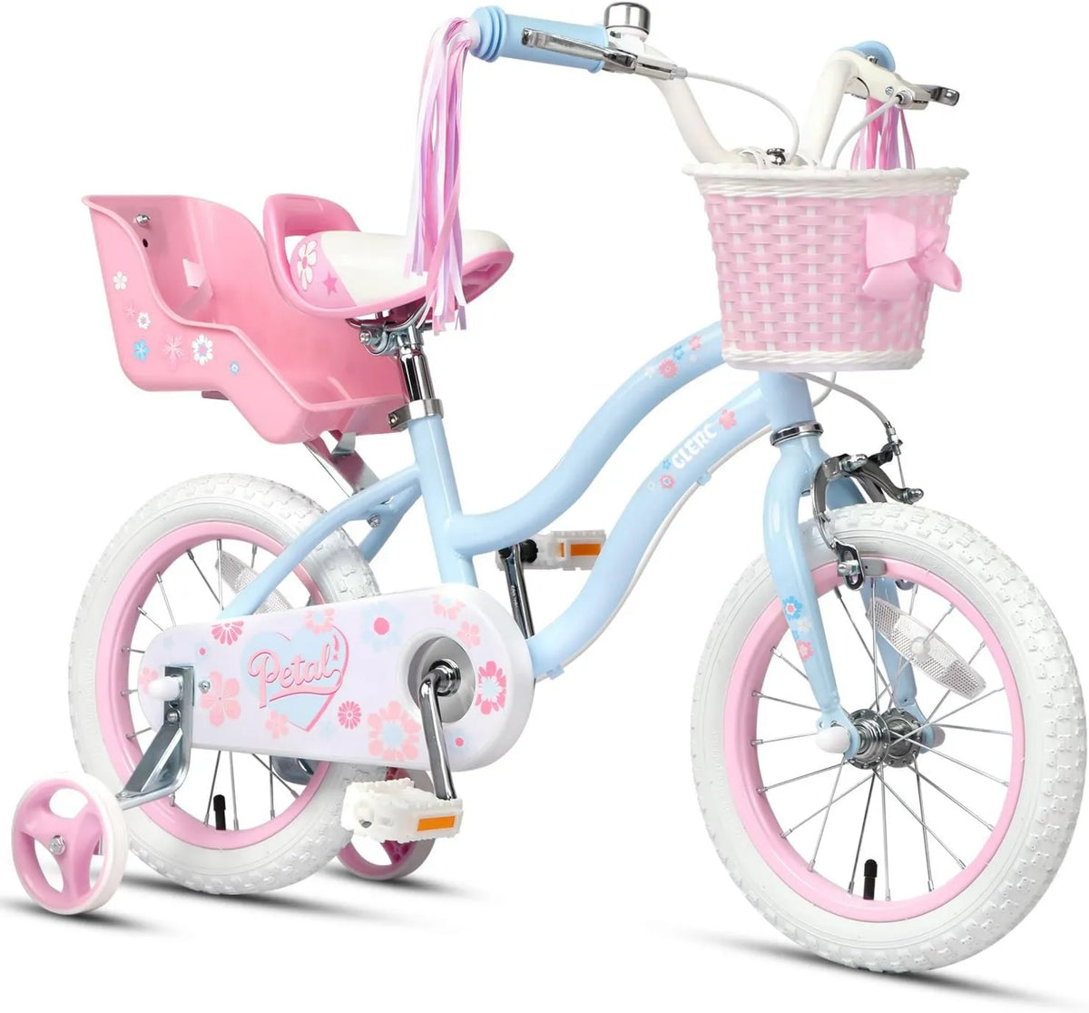 Bicicleta, 16 Pulgadas, Infantil de 12/14/ para Niñas, Apta para niños de 2-8 años, Estilo Princesa, Equipada con Canasta