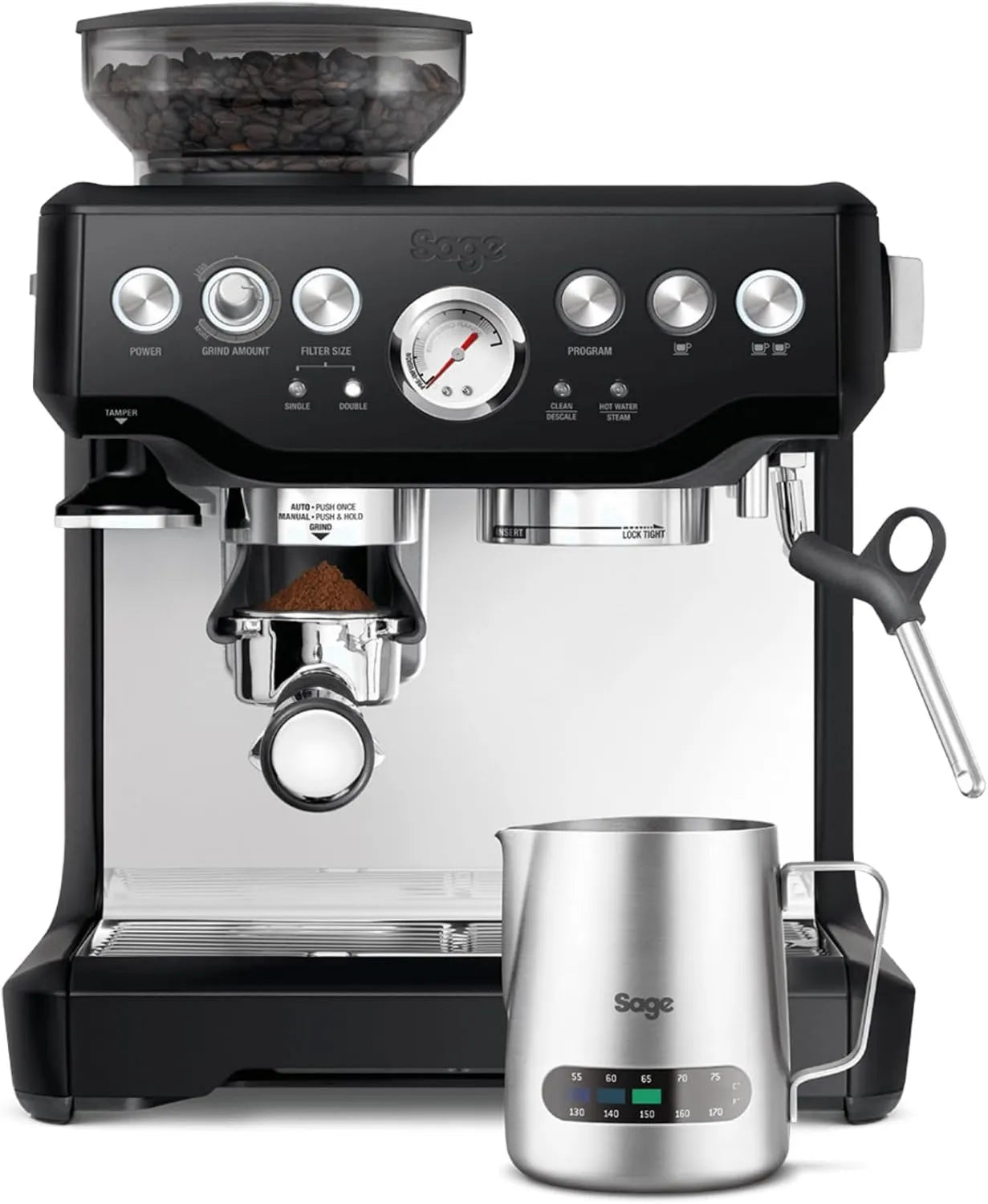 Cafetera, función de vapor, The Barista Express, Microespuma Personalizable, Con Jarra de Control de Temperatura, Black Truffle