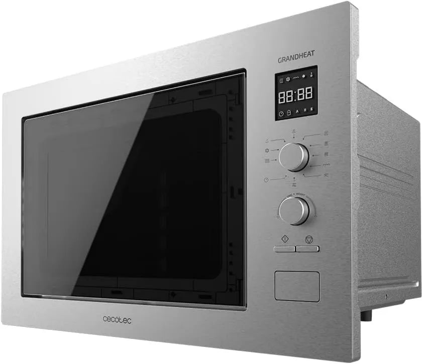 Cecotec horno microondas, 2520 W, 31.5 cm, Recubrimiento de Acero Inoxidable, Plato Giratorio, instalación empotrada, control programable
