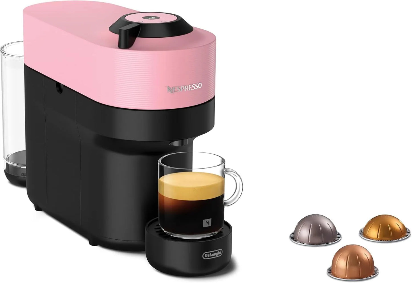 De'Longhi ENV90.P cafetera, Nespresso Vertuo Pop, Cápsulas, Tecnología Centrifusion, 4 Tamaños de Taza, Set de 12 Cápsulas Incluido