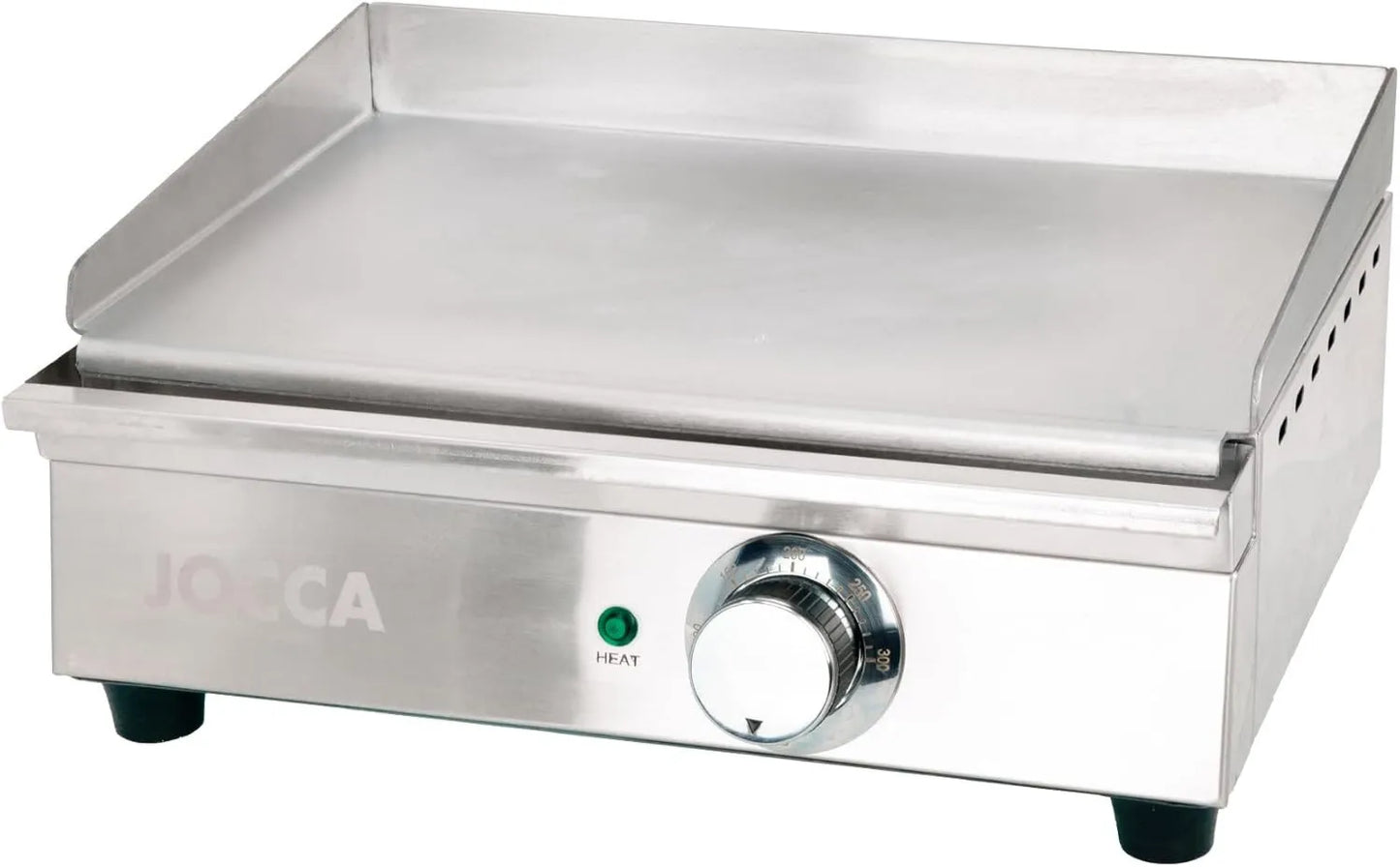 Jocca, 39.6 × 26 cm, 8 programas, Plancha Teppanyaki eléctrica profesional de acero inoxidable, Control térmico hasta 300 °C, Accesorios incluidos