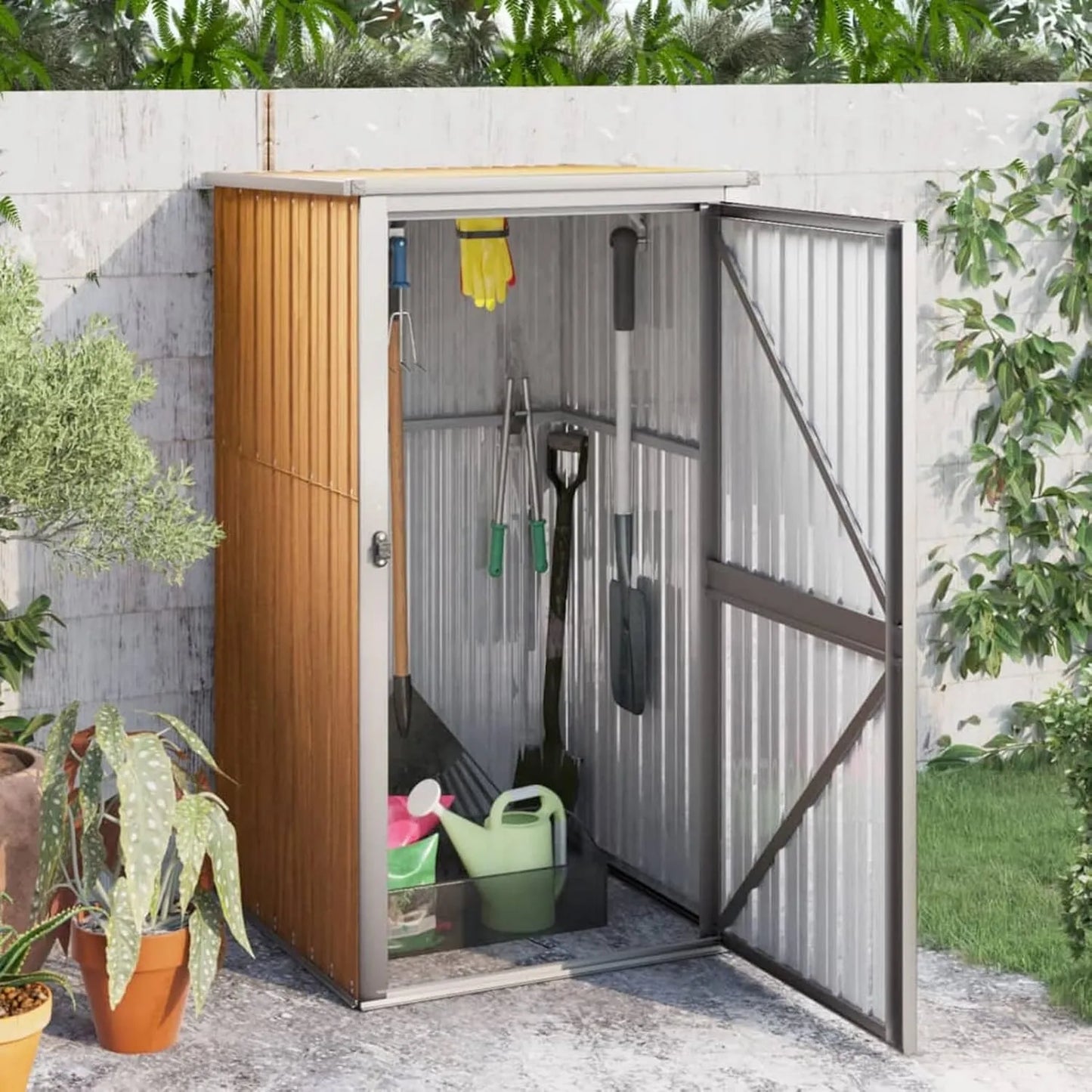 Cobertizo de jardín, 88 x 89 x 161 cm, almacenamiento exterior protegido