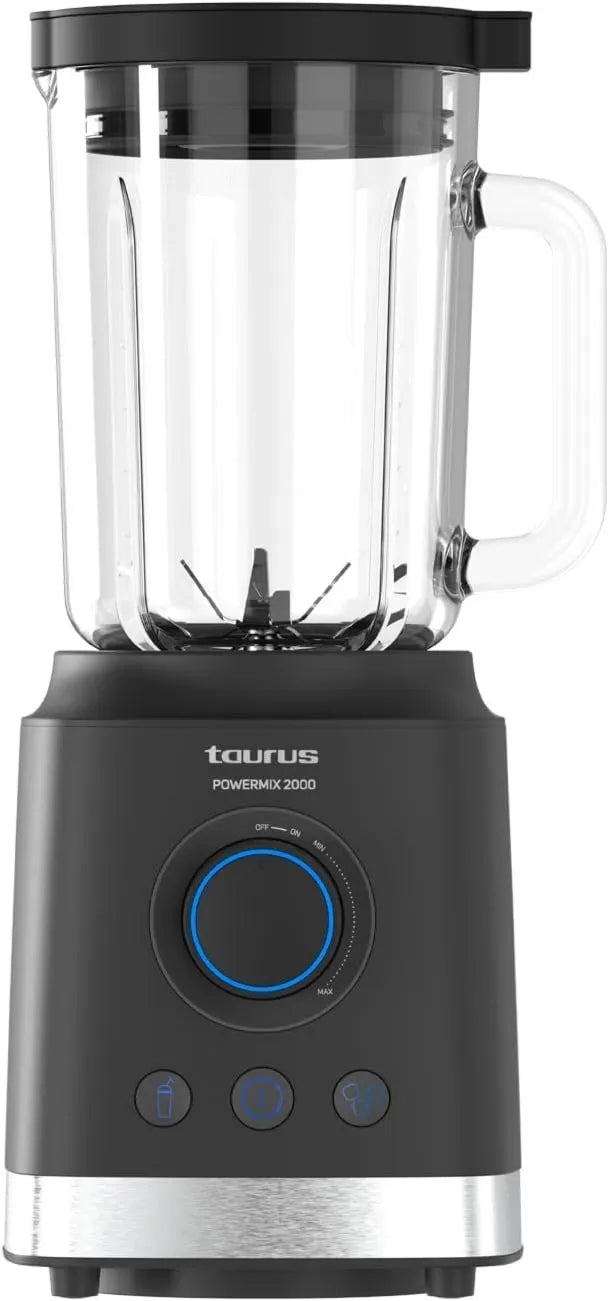 Taurus lavavajillas, 2000 W, 1.8 L, Powermix Batidora de Alta Potencia, Jarra de Vidrio, Cuchillas de Acero Inoxidable Desmontables