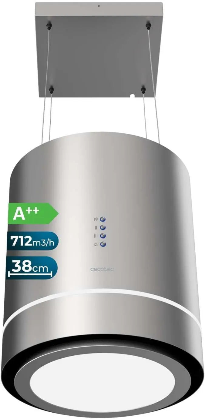 Cecotec 448000 campana extractora, 800M3/H, 210W, 44Cm, acero inoxidable, Succión, Control Electrónico, Filtro de Carbón