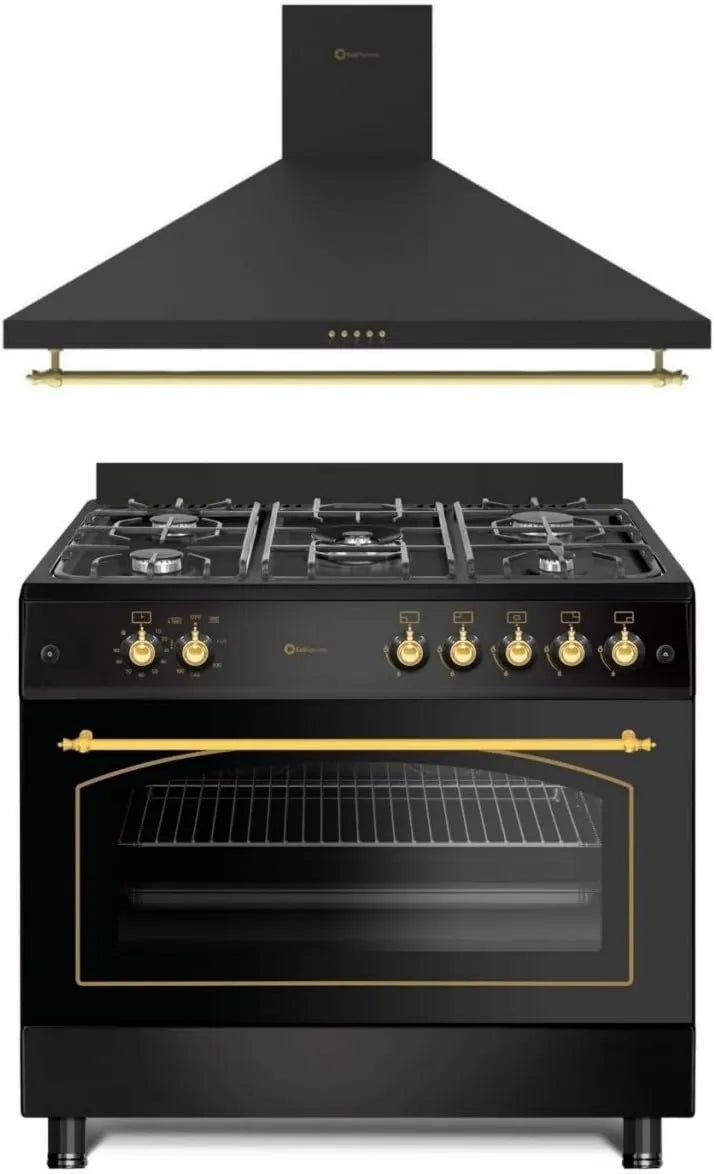Horno eléctrico F9L50G2B, Negro Rústico con Detalles Dorados