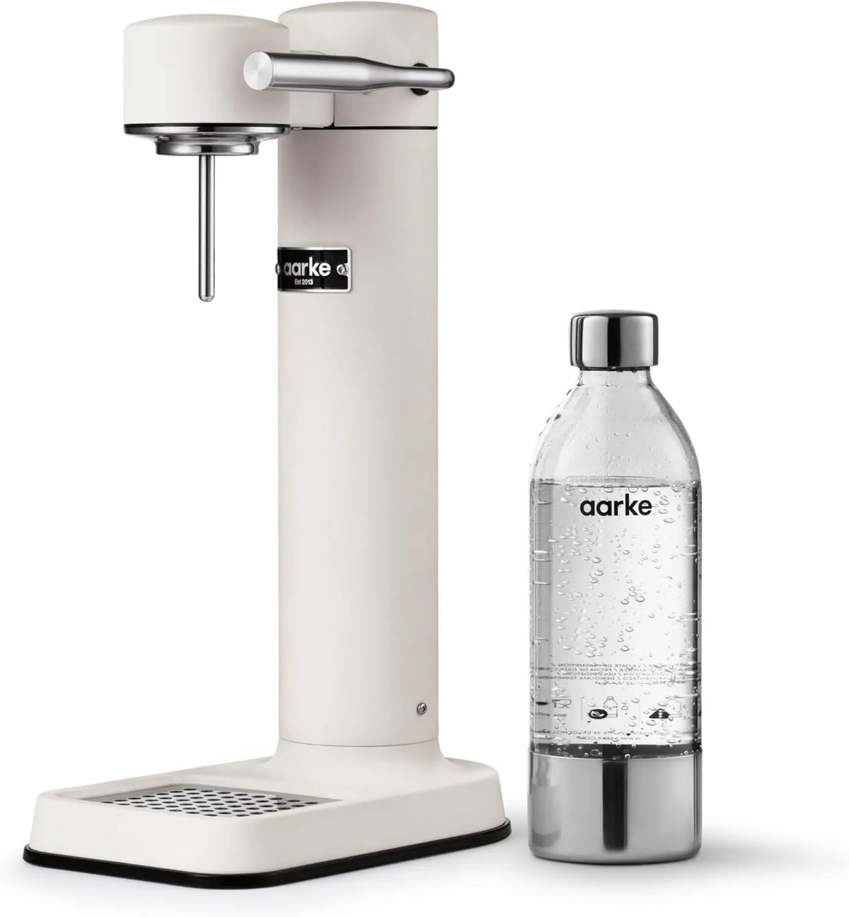 Aarke Carbonator 3, acero inoxidable, 800ml, Máquina para hacer Agua con Gas en, incluye Botella, Acabado Blanco Mate