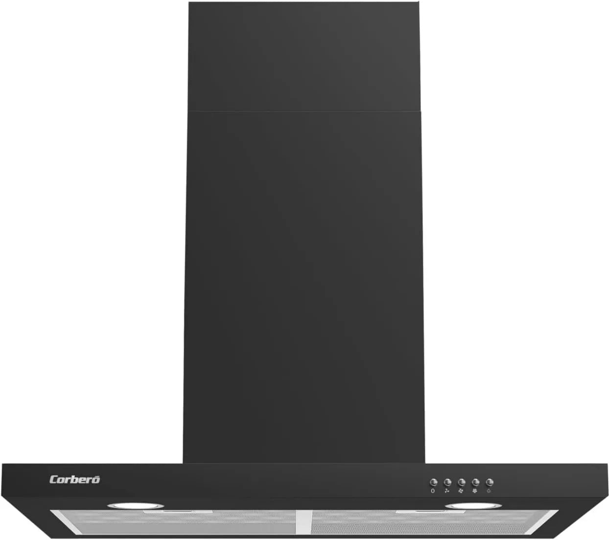 Corbero VOSTOK760B campana extractora, 647.7 m³/h, 165W, 70 cm, 3 Velocidades, Campana Decorativa Horizontal, 2 Filtros de Aluminio, Filtro de Carbono