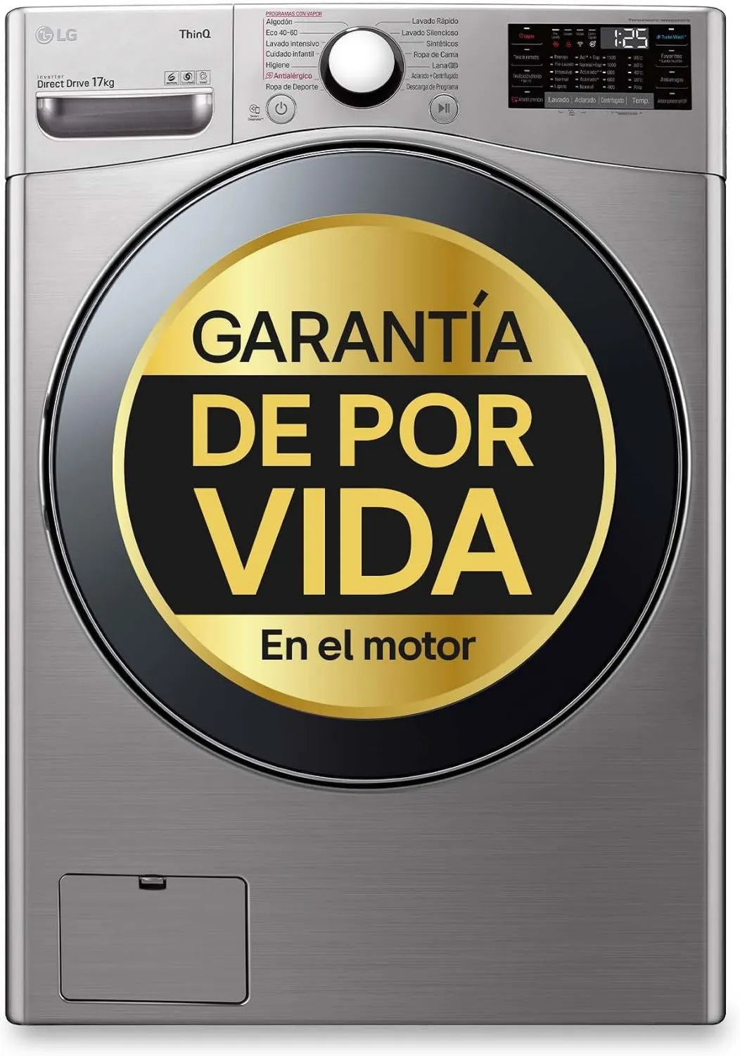 LG F1P1CY2T lavadora, motor Inverter, acero inoxidable, 17 kg, 1100 rpm, Inverter Direct Drive, Antihuellas