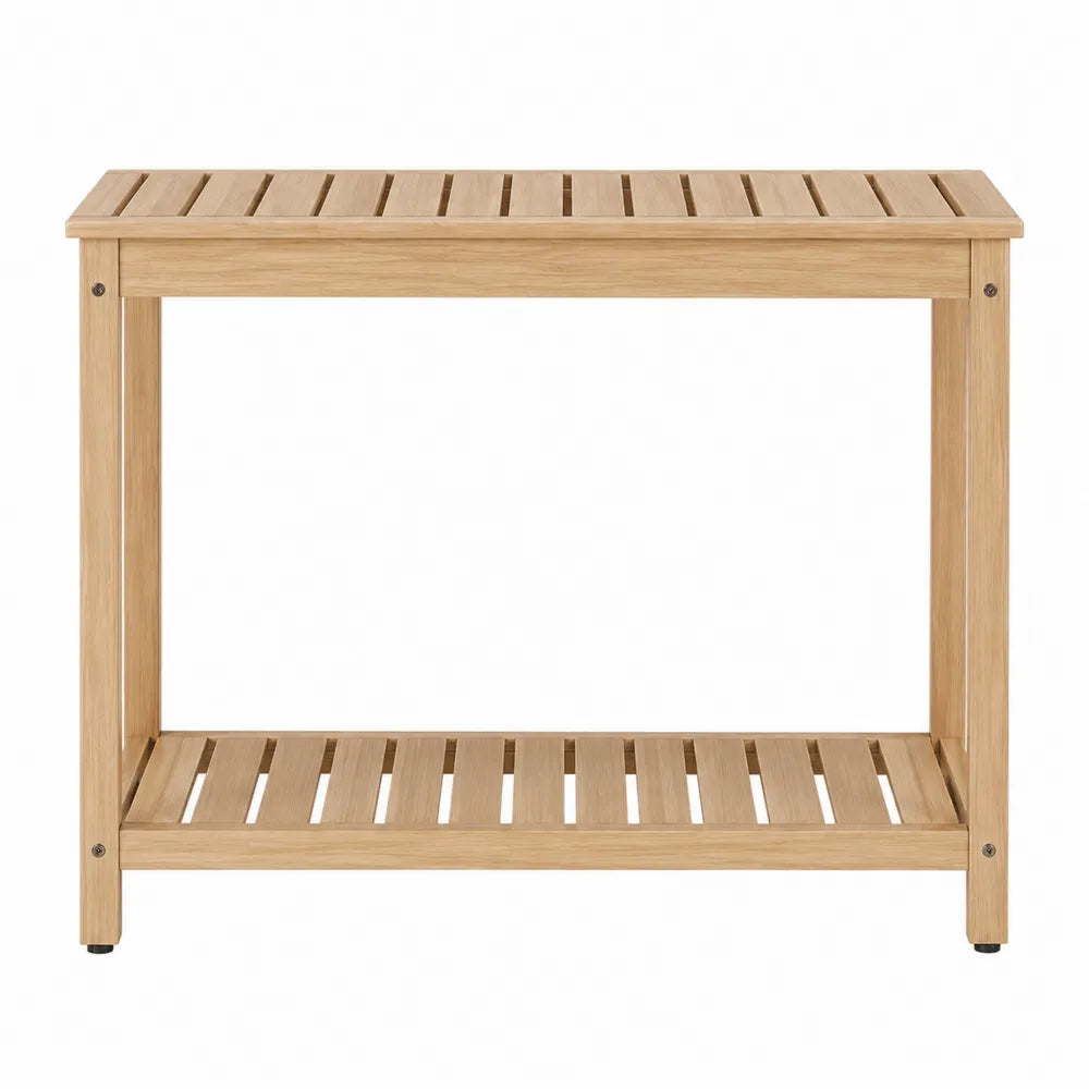 Mesa consola de bambú con estante 80x40x75 cm
