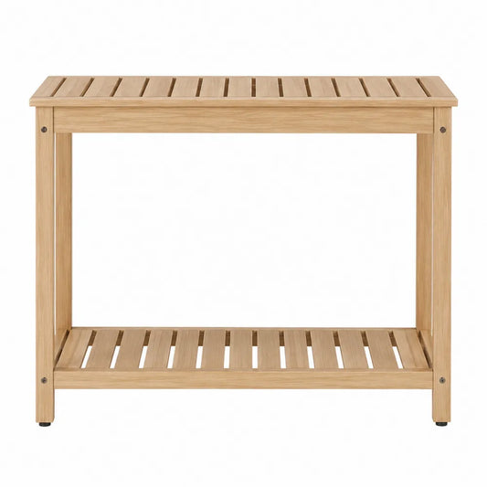 Mesa consola de bambú con estante 80x40x75 cm