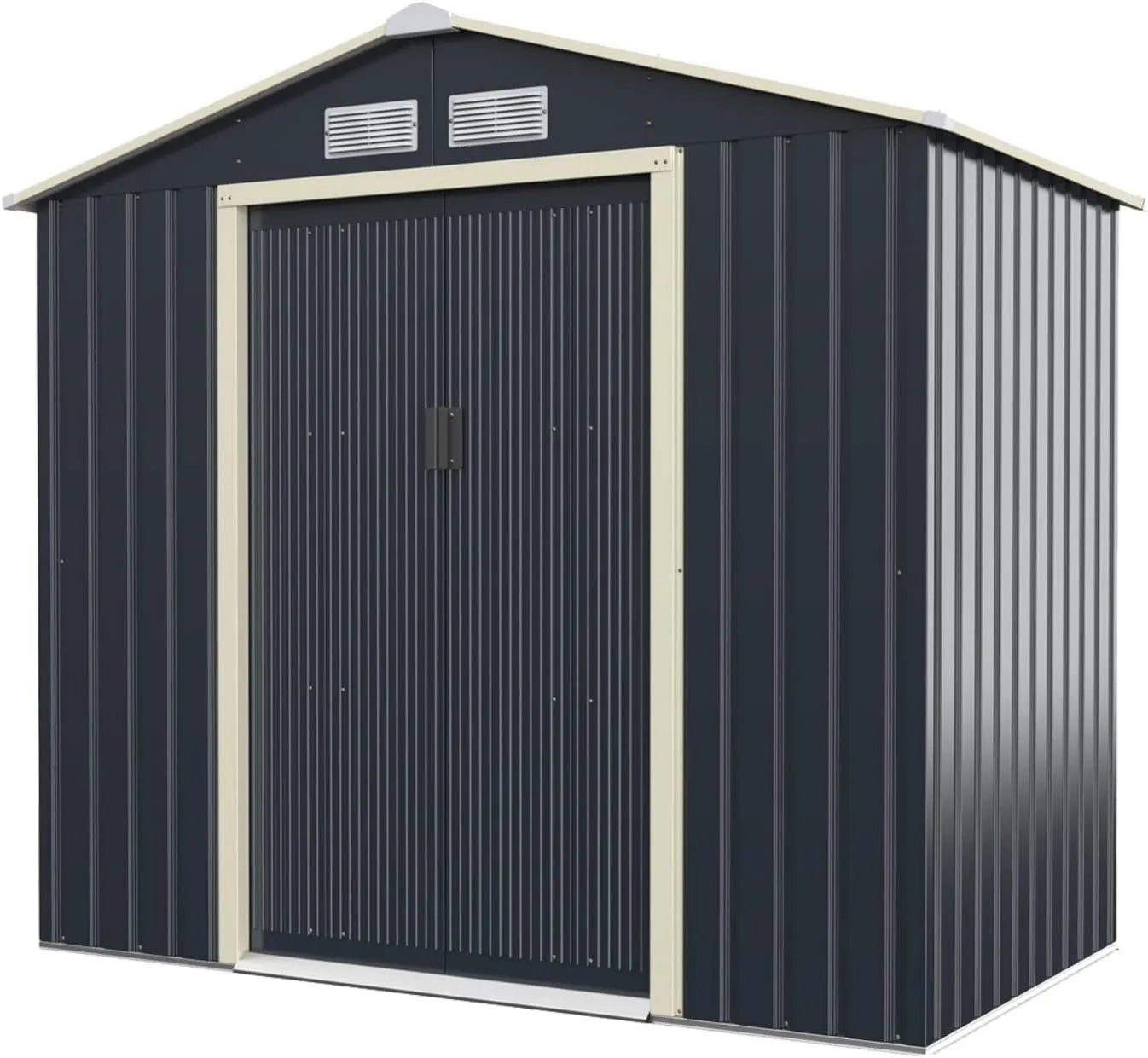 Cobertizo de jardín GOPLUS 4, 213.5 x 127 x 195 cm, 4.63 m3 Impermeable con Puerta Corredera, Metal Galvanizado, estructura impermeable