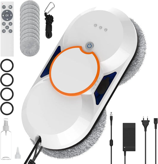 Robot limpiacristales, 5600pa, mando a distancia, Robot limpiador de vidrio automático con doble chorro de agua, 3 modos de limpieza