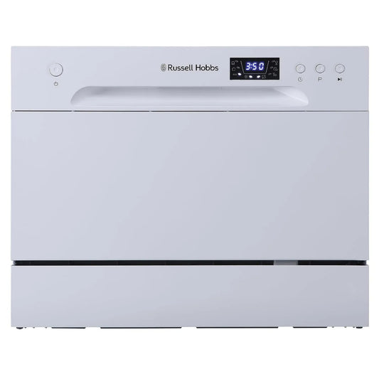 Russell Hobbs lavavajillas, 6 programas, mesa compacto mini con 6 ajustes de lugar, control de botón, portátil y eficiente, temporizador de 24 horas