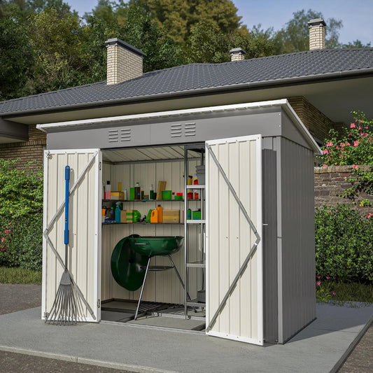 Cobertizo de jardín, Incluye Base Metálica, Impermeable para Exterior, estructura impermeable