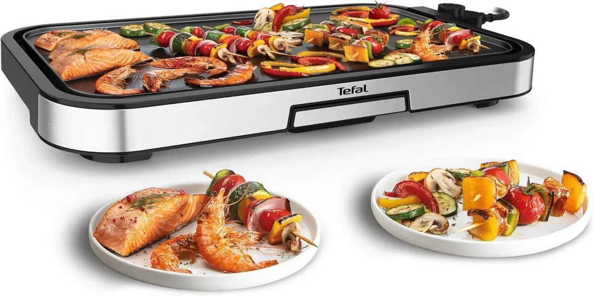 Tefal CB631D10 parrilla eléctrica, 2300W, revestimiento antiadherente, Giant Plancha XL, 5 Ajustes de Temperatura, Superficie XL para 12 Personas