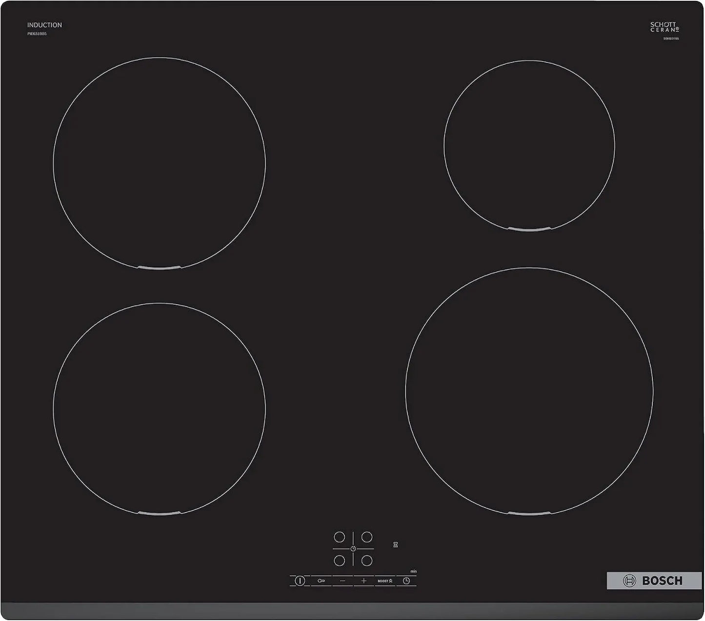 Bosch PIE631BB5E placa de inducción, 60 cm, 4 Series TouchSelect