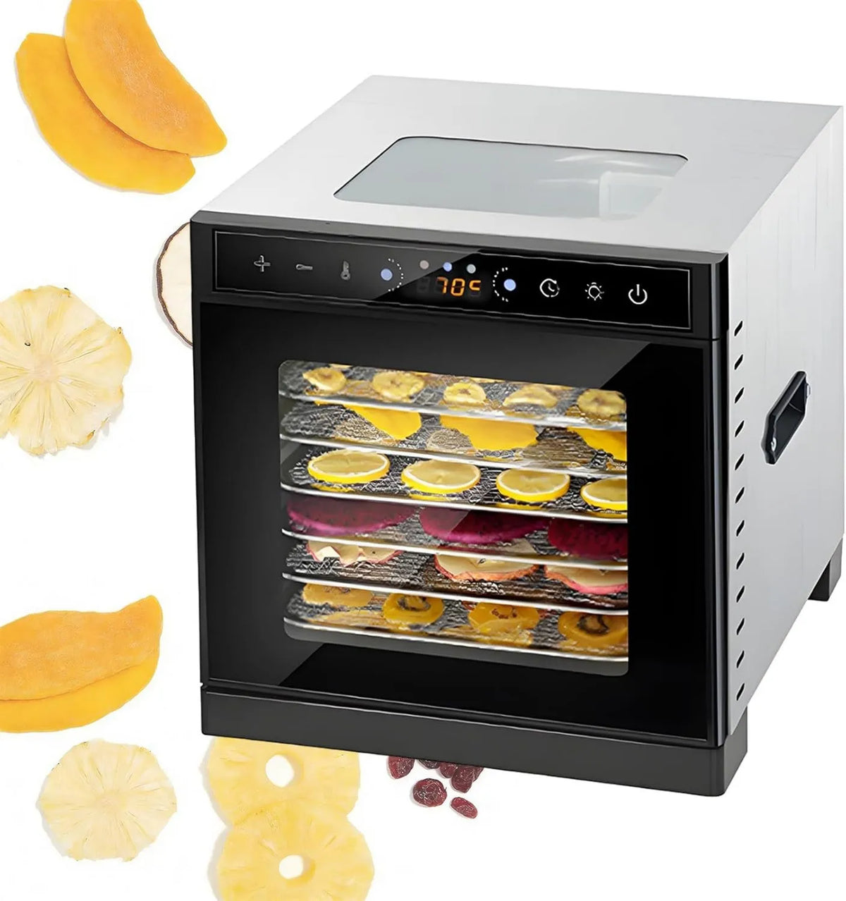 Deshidratador de alimentos 1-24H, Control de Termostato para Secado de Verduras 6Plates, control programable, ajuste regulable