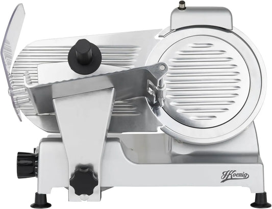 MSX220, 282 rpm, 12 mm, 22 cm, fiambre eléctrica H.Koenig, espesor de corte 0, cuchilla italiana, afilador integrado, amplia bandeja