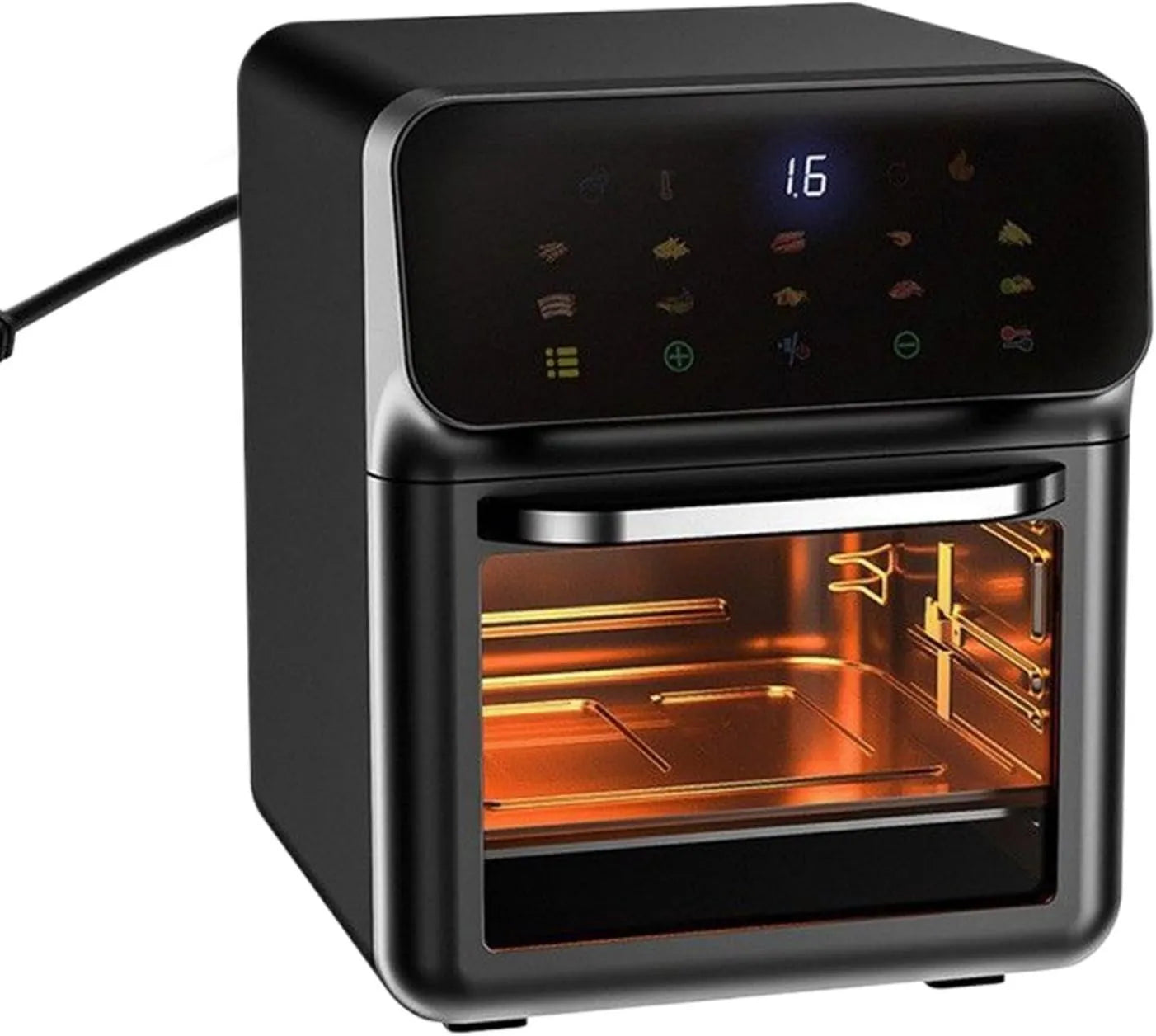 Horno eléctrico, 15L, 2 Bandejas, Horno Fryer Combo, Freidora de Aire y Tostadora de Sobremesa, Capacidad Deshidratador Horneado
