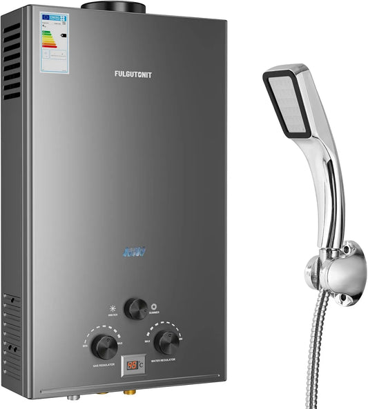 Calentador de agua eléctrico, 18L, 36 kW, 0.25 Bar, pantalla digital, compatible con gas propano, Calentador de Agua Butano y Propano con Ducha