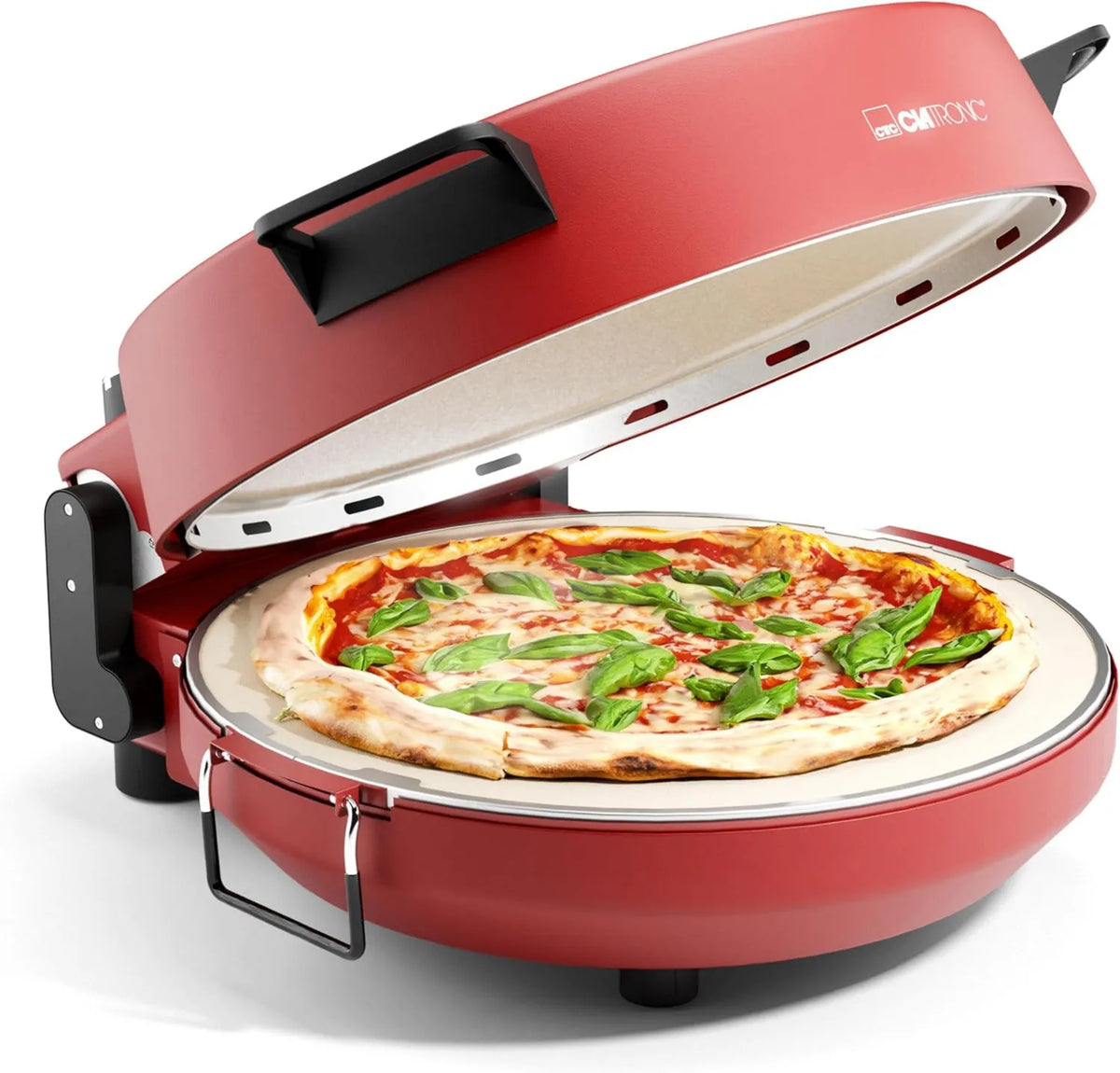 Horno eléctrico PM 3787, 5 minutos, 32cm, Horno de pizza Clatronic, Pizzarette 350°C para pizza al horno de piedra en casa, pizza en menos