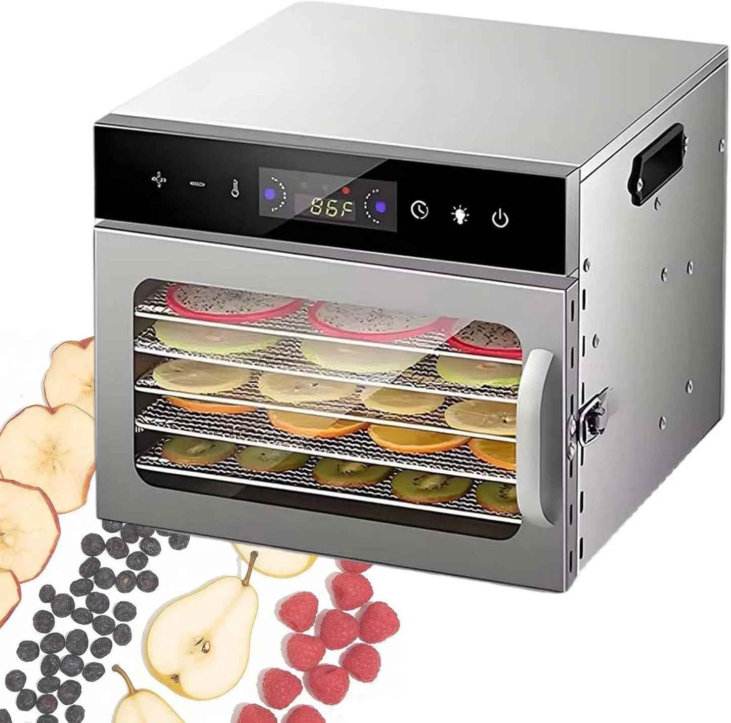 Deshidratador de alimentos, ajuste regulable, 400 W, 6 Niveles, Secado Eficiente, Puerta Magnética 6Plates