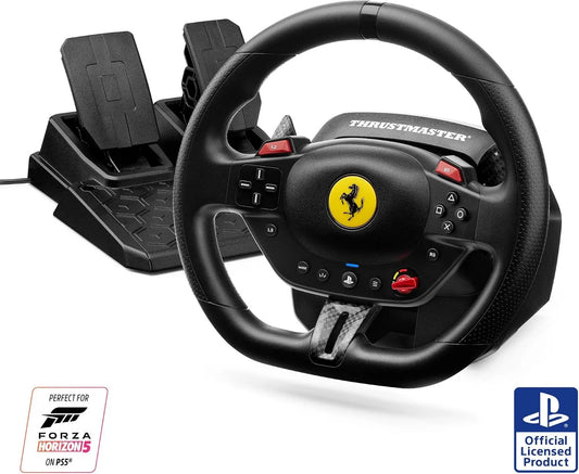T98 PS5, Ferrari 296 GTB Edition, Volante, Sistema Bungee Cord de Resistencia Lineal, Levas de Cambio Magnéticas, Incluye Pedales