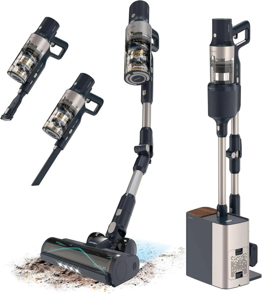 Cecotec aspiradora escoba, 220 AW, 700 W, 90 min, diseño inalámbrico, Base de Autovaciado, Hasta de Autonomía, Cepillo Anti-Enredos