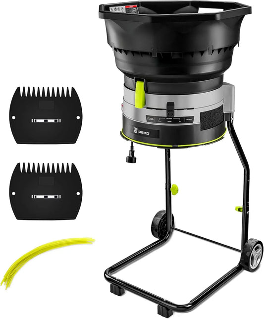 Trituradora de hojas eléctrica: DEKOPRO Motor de 13 amperios y 8200 RPM para relación de reducción de 17:1, 20 l, ajuste regulable