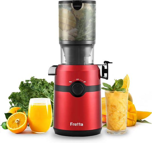 Batidora de vaso, 1 L, 200 W, 108 mm, Zumo y Vegetales Fretta, Abertura de y Capacidad, Máquina de Zumo Lenta, Fácil Montaje y Limpieza