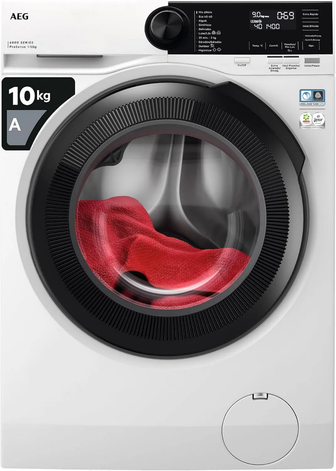 AEG LFR6214O4B AEG 6000 lavadora, 10 kg, 1400rpm, Motor Inverter, función de vapor, carga frontal 6000 Series, Instalación gratuita, Programa Higiene