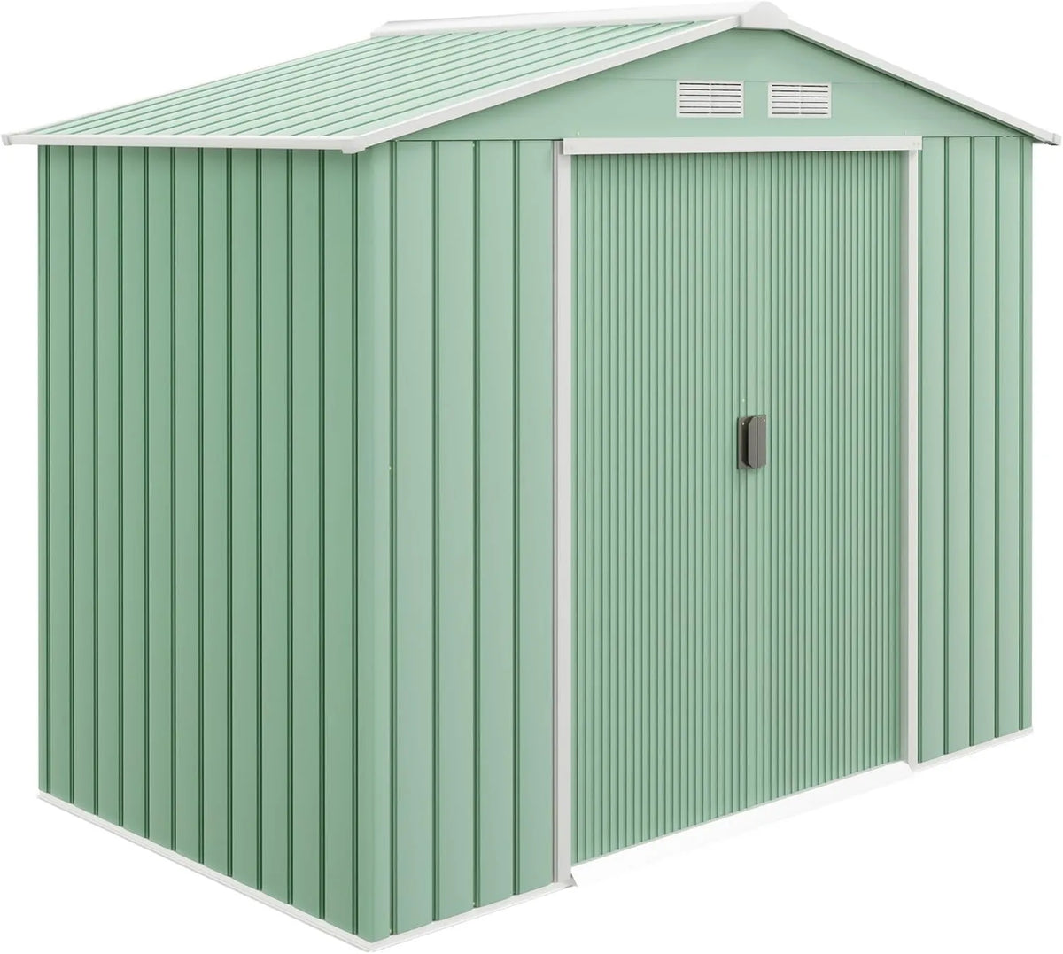 Outsunny cobertizo de jardín, 2.5 m², 213 x 130 x 185 cm, puertas correderas, Metálico con 2, Base Reforzada, Suelo NO Incluido