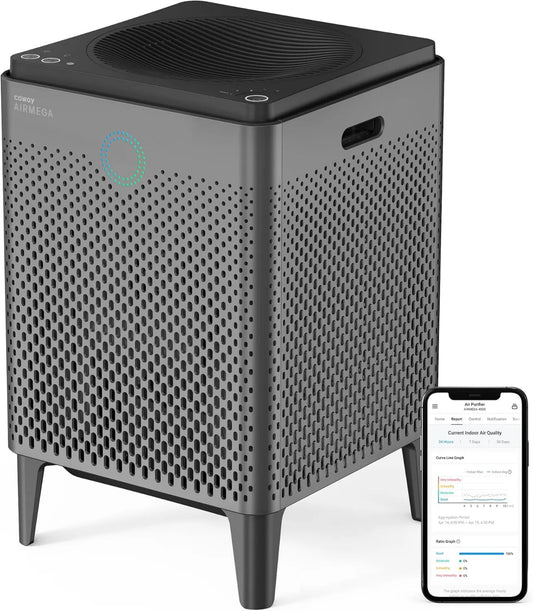 Purificador de aire 400S, 145 m², aire Coway Airmega, True HEPA con tecnología inteligente y app, compatible con Amazon Alexa
