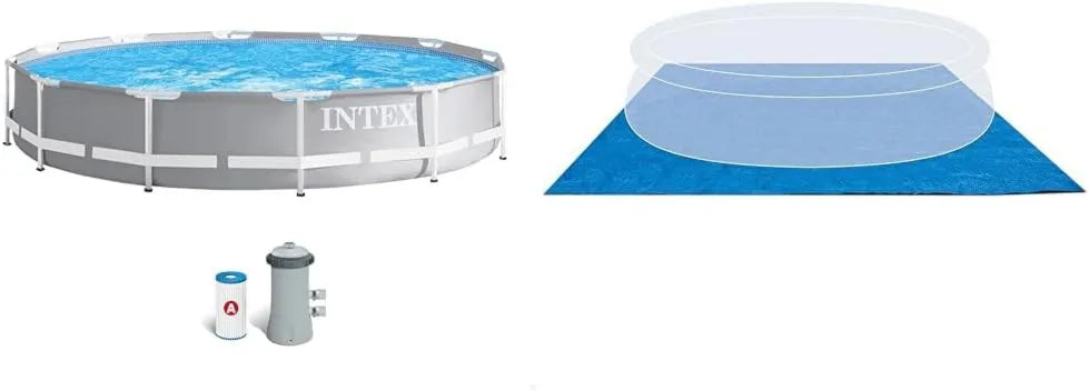 Piscina desmontable 26712NP 28048, 472 cm, 457 cm, Redonda Prism Frame con depuradora &, Tapiz para Piscinas de: 244
