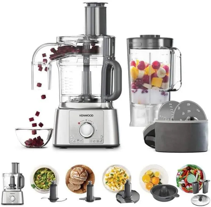 Kenwood FDP65.820SI procesador de alimentos, 1000 W, 3 L, 1.5 L, MultiPro Express, batidora de vaso, accesorios de corte