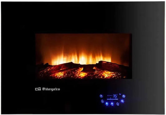CM 8000, 1800 W, ajuste regulable, mando a distancia, Chimenea eléctrica, intensidad de llama ajustable, panel de control táctil, soporte mural