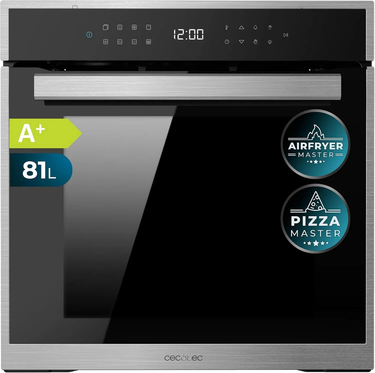 Cecotec P506000 horno eléctrico, cocción por aire caliente, función de vapor, 3400 W, 81 L, 60 cm, 11 Funciones con Airfryer Master, Pizza Master