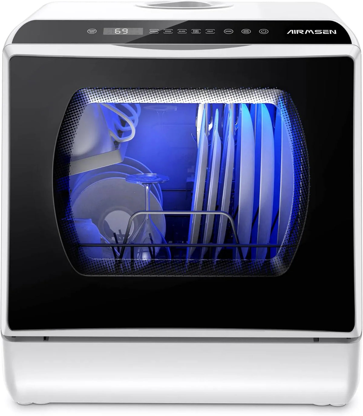 Lavavajillas, 5 Litros, 1 Programas, Escritorio AIRMSEN Mini con 5, Reservorio, 2 Formas de Suministro de Agua, Control Táctil y Pantalla LED