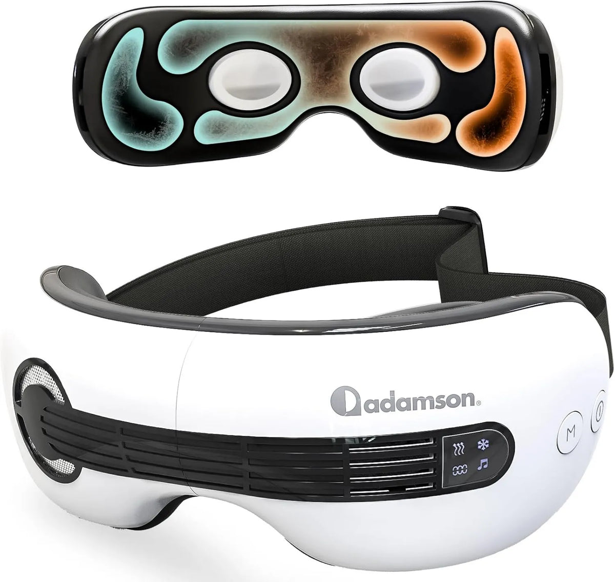 Masajeador A80, Bluetooth, Ojos Frío y Calor, Batería Recargable, Gafas de Masaje Pressotherapy Ocular, Alivia Ojos Secos, conectividad