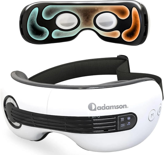 Masajeador A80, Bluetooth, Ojos Frío y Calor, Batería Recargable, Gafas de Masaje Pressotherapy Ocular, Alivia Ojos Secos, conectividad