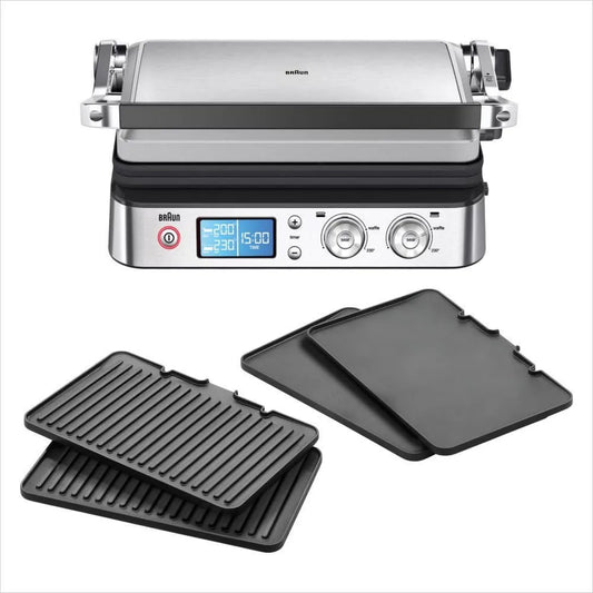 Braun CG 9043 parrilla eléctrica, 2200W, con Función de Sellado, 3 Posiciones de Cocción, Control Electrónico con 2 Termostatos, Placas de Parrilla