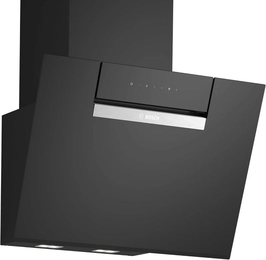 Bosch DWK67FN60 campana extractora, 60 cm, Decorativa de Pared, Electrónica TouchControl, Motor EcoSilence, Home Connect, Vidrio Negro