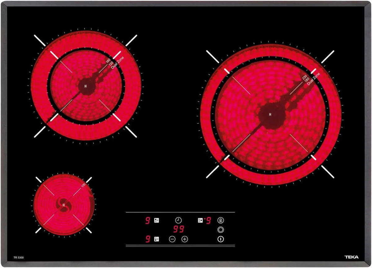 Teka PRO 5300 placa vitrocerámica, 60 cm, 3 Zonas, Control Táctil, 2 Zonas Dobles, Función Golpe de Cocción, control programable