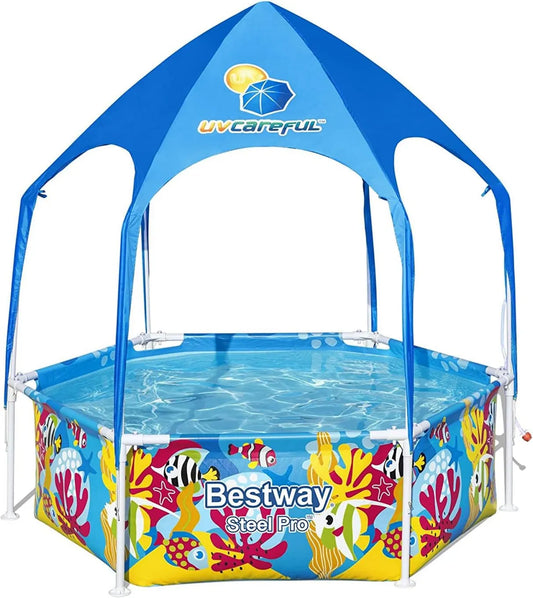 Piscina desmontable, 183 x 51 cm, Pro Slash-in-Shade, Piscina con Parasol, diseño subacuático Multicolor