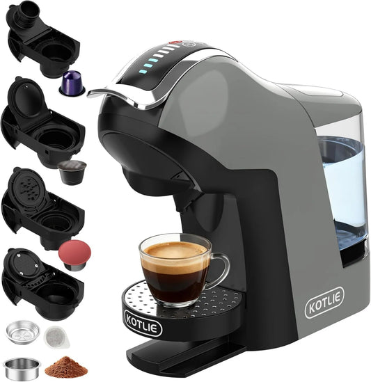 Cafetera EM-308B, 19 Bar, 1 Litro, 1 M, 44 mm, Café en Polvo, Depósito de Agua, 3 Temperaturas/7 Cantidades de Agua