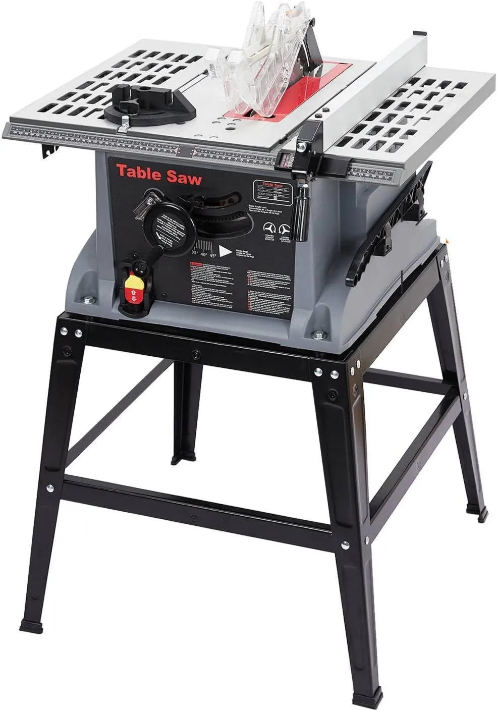 Sierra de mesa de 10 pulgadas, 1800 W, 5000 rpm, mesa portátil con soporte e interruptor de seguridad, varilla de empuje, mesa multifuncional